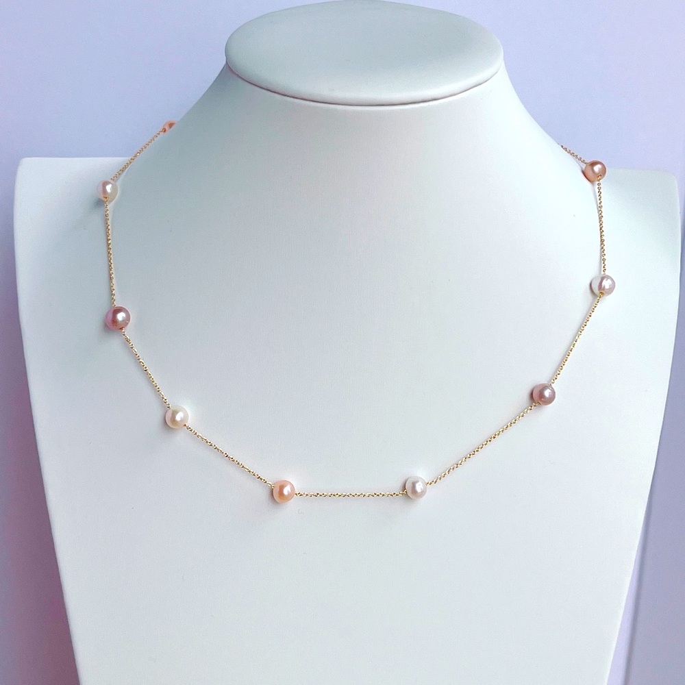 Black Friday Sale No 5 Handmade 14KGP Candy Color Freshwater Pearl Necklace - Picture 1 of 10
